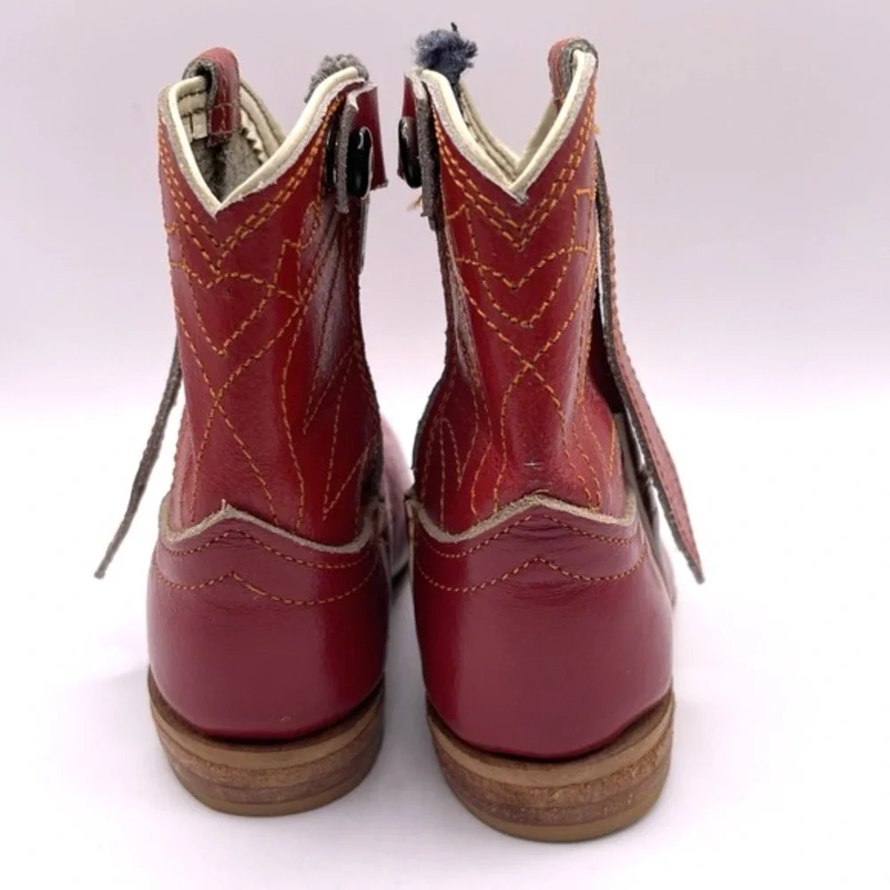 Vintage 50s Red Leather‎ Toddler Cowboy Western Boots Collectible Size 2 Mexico